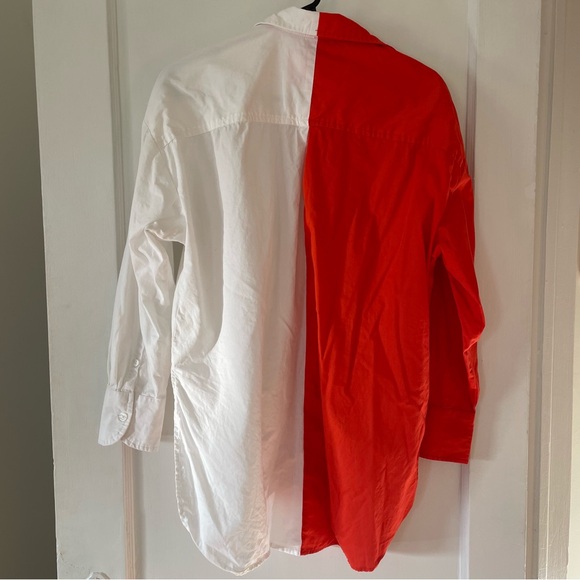 The Maeve Bennet Button Down Shirt Colorblock Red & White Oversized XS / S / M - Picture 11 of 11